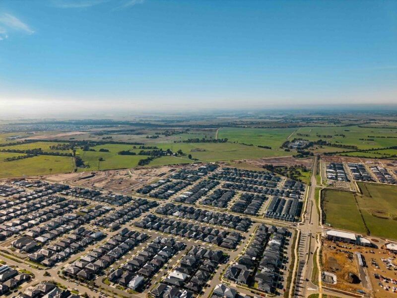 Aerial view of Alma Clyde North and surrounding established homes