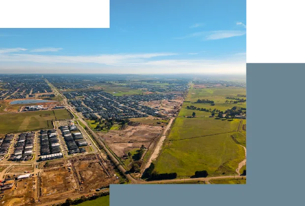 Birds eye view of Alma Estate under construction in Clyde North
