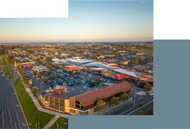 Aerial view of Shopping on Clyde shopping centre